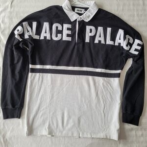 PALACE Black and White Rugby Shirt